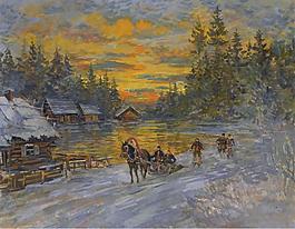 Constantin Korovin - Troika at Sunset.jpeg大师画家风景画静物油画建筑油画装饰画