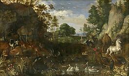 Roelant Savery - The Garden of Eden大師畫家古典畫古典建筑古典景物裝飾畫油畫