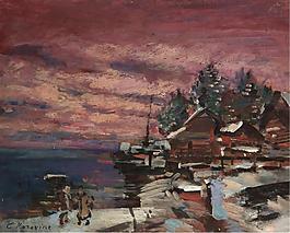 Constantin Korovin - Village in Winter.jpeg大师画家风景画静物油画建筑油画装饰画