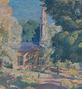 Daniel Garber - Stockton Church, 1939.jpeg大師畫家風(fēng)景畫靜物油畫建筑油畫裝飾畫