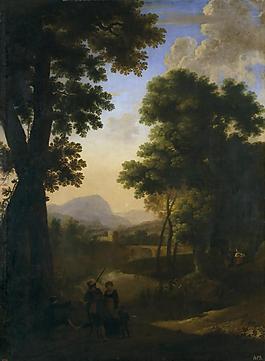 Swanevelt, Herman van - Paisaje con caminantes con un nino y perro, 1639-41大師畫家古典畫古典建筑古典景物裝飾畫油畫