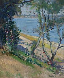 Edmund Charles Tarbell - View of the Piscataqua River, New Castle, New Hampshire.jpeg大師畫家風(fēng)景畫靜物油畫建筑油畫
