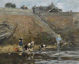 Eugene Boudin - Laundresses at the Bank of the River, 1885-90.jpeg大師畫家風(fēng)景畫靜物油畫建筑油畫裝飾畫