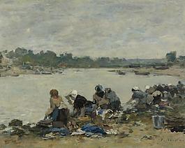 Eugene Boudin - Laundresses at the Bank of the Touques, 1885-90.jpeg大師畫家風(fēng)景畫靜物油畫建筑油畫裝飾畫