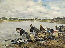 Eugene Boudin - Laundresses at the bank of the Touques, 1888-95.jpeg大師畫家風(fēng)景畫靜物油畫建筑油畫裝飾畫