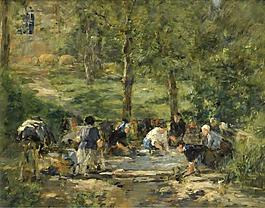 Eugene Boudin - The Laun Place of White Horse at Trouville, 1885-88.jpeg大師畫家風(fēng)景畫靜物油畫建筑油畫裝飾畫