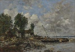 Eugene Boudin - The River at Plougastel, 1870.jpeg大师画家风景画静物油画建筑油画装饰画