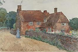 Frederick Childe Hassam - Broadstairs Cottage, 1890大师画家风景画静物油画建筑油画装饰画