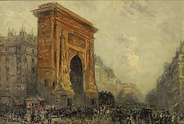 Frank Myers Boggs - Paris, the Porte Saint-Denis, 1905大師畫家風景畫靜物油畫建筑油畫裝飾畫