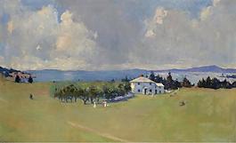 Frank Weston Benson - Wooster Farm (The Farm at North Haven), 1912大師畫家風景畫靜物油畫建筑油畫裝飾畫