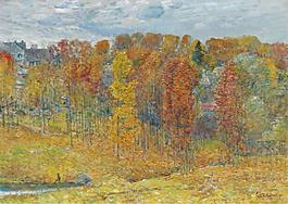 Frederick Childe Hassam - Autumn, 1909大師畫家風(fēng)景畫靜物油畫建筑油畫裝飾畫