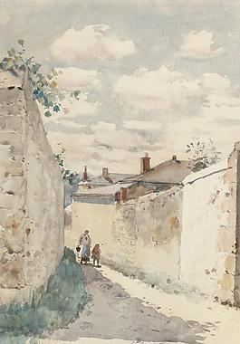 Frederick Childe Hassam - The Street in Auvers-sur-Oise, 1883大師畫(huà)家風(fēng)景畫(huà)靜物油畫(huà)建筑油畫(huà)裝飾畫(huà)