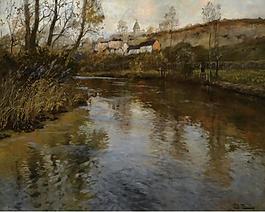 Frits Thaulow - River Landscape大师画家风景画静物油画建筑油画装饰画