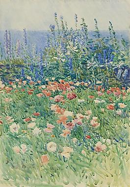 Frederick Childe Hassam - Flower Garden, Isles of Shoals, 1893大師畫家風(fēng)景畫靜物油畫建筑油畫裝飾畫