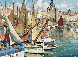 Gaston Balande - The Port of La Roshelle大師畫家風(fēng)景畫靜物油畫建筑油畫裝飾畫