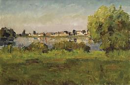 Abel Lauvray - The Seine between Vetheuil and Lavacourt大师画家风景画静物油画建筑油画装饰画