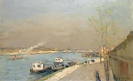 Albert Lebourg - Quay of the Seine, Spring Morning大師畫家風(fēng)景畫靜物油畫建筑油畫裝飾畫