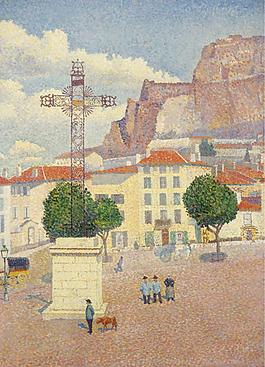Albert Dubois-Pillet - Le Puy, Square under the Sun, 1889-90大師畫家風(fēng)景畫靜物油畫建筑油畫裝飾畫