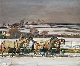 Alfred James Munnings - Exercising大師畫家風景畫靜物油畫建筑油畫裝飾畫
