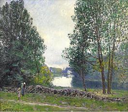 Alfred Sisley - The Banks of the River Loing, 1896大師畫家風(fēng)景畫靜物油畫建筑油畫裝飾畫