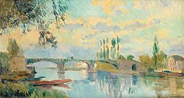 Albert Lebourg - The Bridge of Chatou, 1905大師畫家風景畫靜物油畫建筑油畫裝飾畫