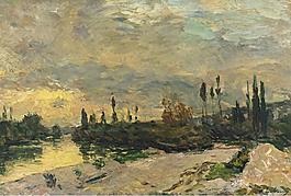 Albert Lebourg - The Sunset at the Seine near Vetheuil大师画家风景画静物油画建筑油画装饰画