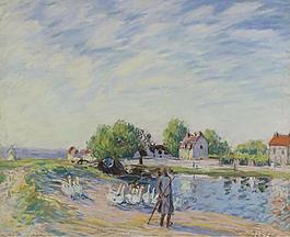 Alfred Sisley - Geese at Saint-Mammes大師畫家風(fēng)景畫靜物油畫建筑油畫裝飾畫
