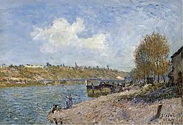 Alfred Sisley - Laundresses at the River Bank, 1884大師畫家風(fēng)景畫靜物油畫建筑油畫裝飾畫