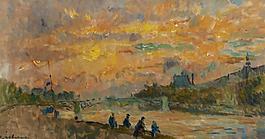 Albert Lebourg - The Bridge of Saint-Peres at Paris, the Sunset大師畫家風(fēng)景畫靜物油畫建筑油畫裝飾畫