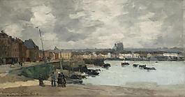 Albert Lebourg - The Quay of Dieppe, After the Rain, 1882大師畫家風景畫靜物油畫建筑油畫裝飾畫