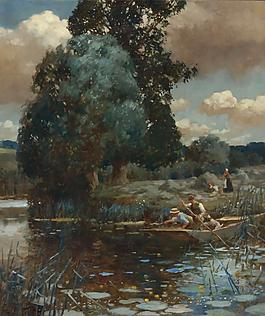 Alfred James Munnings - A Summer Afternoon, 1902大師畫家風(fēng)景畫靜物油畫建筑油畫裝飾畫