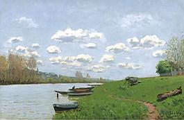 Alfred Sisley - The Seine at Argenteuil, 1870.jpeg大师画家风景画静物油画建筑油画装饰画