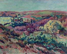 Armand Guillaumin - Landscape - View Facing from Charraud Bridge, 1915.jpeg大师画家风景画静物油画建筑油画装饰画