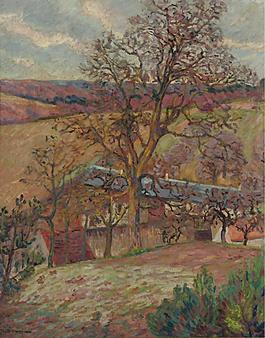 Armand Guillaumin - Farm and Trees at Saint-Cheron, 1893.jpeg大師畫家風景畫靜物油畫建筑油畫裝飾畫