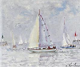 Andre Hambourg - The Sailer (Deauville), 1978.jpeg大師畫家風景畫靜物油畫建筑油畫裝飾畫