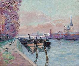 Armand Guillaumin - The Seine at Rouen, 1898大师画家风景画静物油画建筑油画装饰画