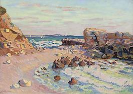 Armand Guillaumin - Rocks at Saint-Palais, Rising Tide, 1900大師畫家風景畫靜物油畫建筑油畫裝飾畫