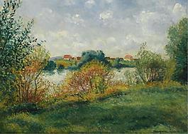 Georges Manzana-Pissarro - The Seine at Mousseaux, 1951大師畫家風(fēng)景畫靜物油畫建筑油畫裝飾畫