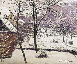 Gustave Cariot - The Garden under the Snow, 1947大師畫家風(fēng)景畫靜物油畫建筑油畫裝飾畫