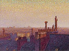 Gustave Cariot - The Roofs of Paris, Sunset, 1899大師畫(huà)家風(fēng)景畫(huà)靜物油畫(huà)建筑油畫(huà)裝飾畫(huà)