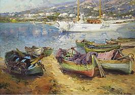 Gustave Deloye - Mediterranian Port大師畫家風(fēng)景畫靜物油畫建筑油畫裝飾畫