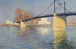 Gustave Loiseau - Suspended Bridge at Triel-sur-Seine, 1917大师画家风景画静物油画建筑油画装饰画