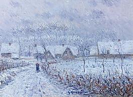 Gustave Loiseau - Wind with Snow, 24 March 1899, Saint-Cyr-du-Vaudreuil, 1899大师画家风景画静物油画建筑油画装饰画