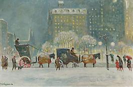 Guy Carleton Wiggins - Early Evening at the Plaza, 1961大师画家风景画静物油画建筑油画装饰画