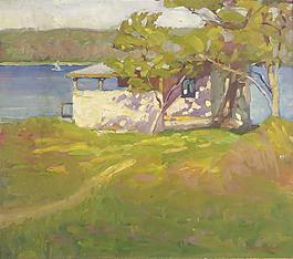 Harry Stinson - Boathouse at Laurelton Hall, 1925大师画家风景画静物油画建筑油画装饰画