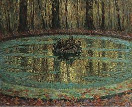 Henri Le Sidaner - The Pool with Duckweed, 1916大師畫(huà)家風(fēng)景畫(huà)靜物油畫(huà)建筑油畫(huà)裝飾畫(huà)