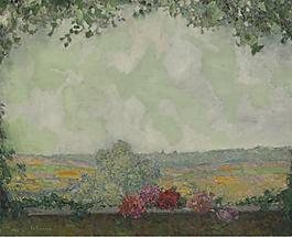 Henri Le Sidaner - View of the Terrace, 1925大師畫(huà)家風(fēng)景畫(huà)靜物油畫(huà)建筑油畫(huà)裝飾畫(huà)