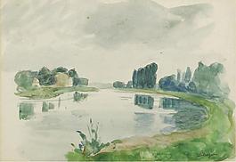 Henri Lebasque - Bank of the River大師畫家風(fēng)景畫靜物油畫建筑油畫裝飾畫