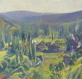Henri Martin - Green Valley at Labastide-du-Vert, 1920大師畫家風(fēng)景畫靜物油畫建筑油畫裝飾畫