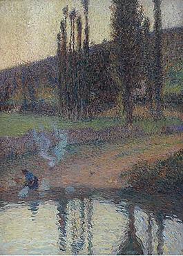 Henri Martin - Laundress at the River Bank, 1905大師畫家風(fēng)景畫靜物油畫建筑油畫裝飾畫